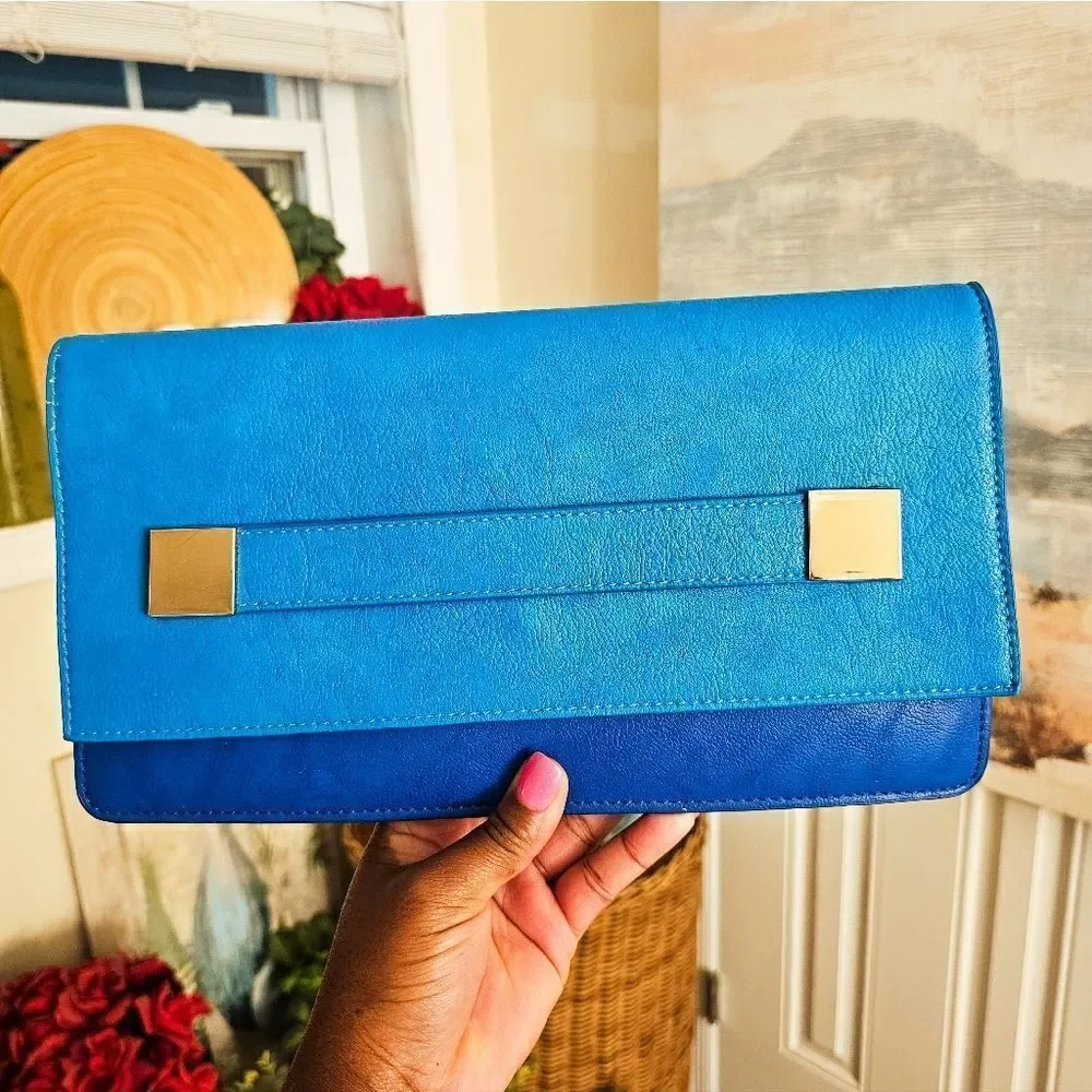 Melie Bianco Colorblock Vegan Leather Clutch.